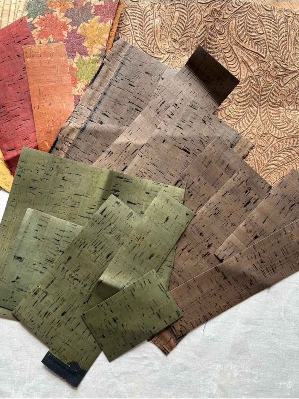 14 oz Sallie Tomato Premium Cork Fabric Remnants Destash Lot Fall/Autumn Colors